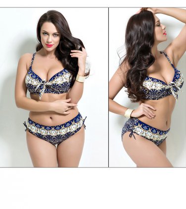 PLUS SIZE BIKINI 2pc Bathing suit womens sexy swimwear XL 2X navy blue