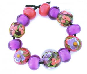 Handmade Lampworked Glass Beads Flowers 01
