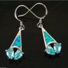 AQUAMARINE FIRE OPAL .925 STERLING SILVER EARRINGS (E5)