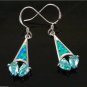 AQUAMARINE FIRE OPAL .925 STERLING SILVER EARRINGS (E5)