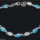 BLUE FIRE OPAL CRYSTAL .925 STERLING SILVER BRACELET B4
