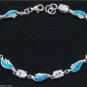 BLUE FIRE OPAL CRYSTAL .925 STERLING SILVER BRACELET B4