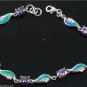 BLUE FIRE OPAL AMETHYST 925 STERLING SILVER BRACELET B4