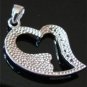 BLUE FIRE OPAL FLOATING HEART.925 SILVER PENDANT (P4)