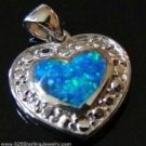 BLUE FIRE OPAL HEART .925 STERLING SILVER PENDANT (P3)