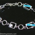BLUE FIRE OPAL CRYSTAL .925 STERLING SILVER BRACELET B2