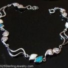 BLUE FIRE OPAL CRYSTAL .925 STERLING SILVER BRACELET B1