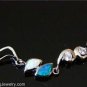 BLUE FIRE OPAL CRYSTAL .925 STERLING SILVER BRACELET B1