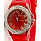 Red Silicone Toy Watch w/CZs