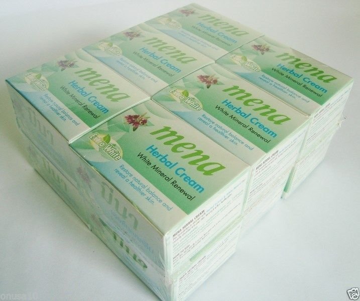 12 PCS of MENA Extra Whitening Herbal Mineral Renewal Moisturizer Cream 3g./0.1oz.