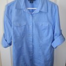 Karen Scott Petite Blue Dress Shirt Large