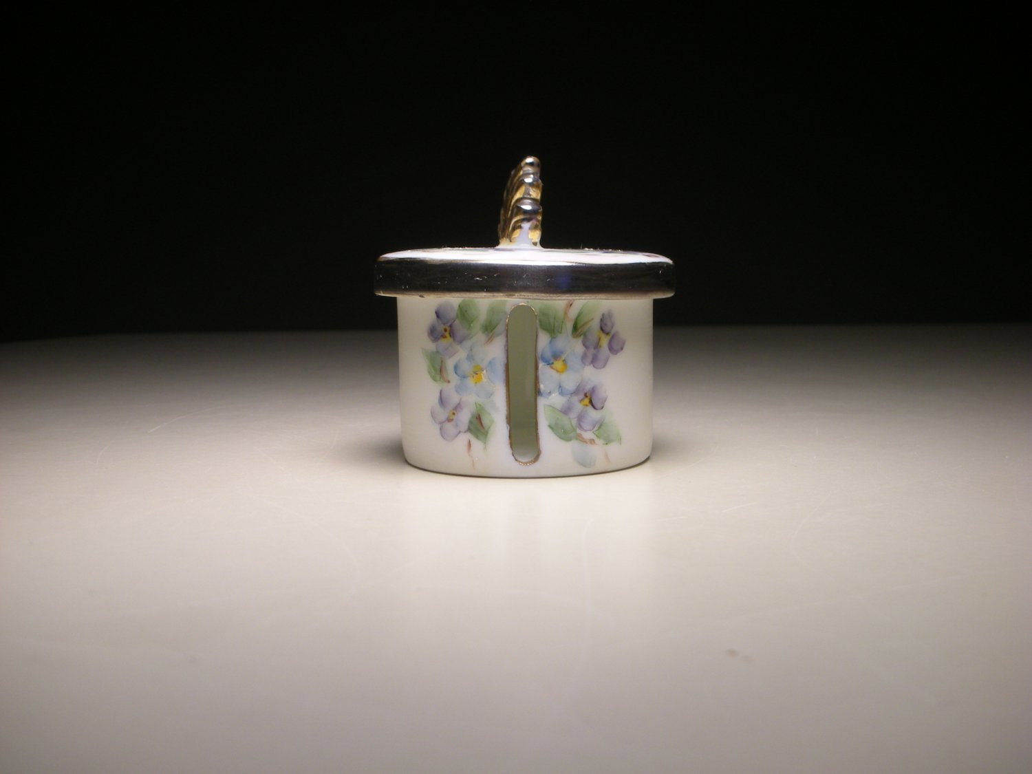 Vintage Stamp Roll Porcelain Holder Dispenser (Hand Painted, Signed RO)