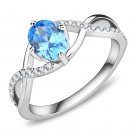 DA117 Stainless Steel Ring High polished Women AAA Grade CZ Sea Blue