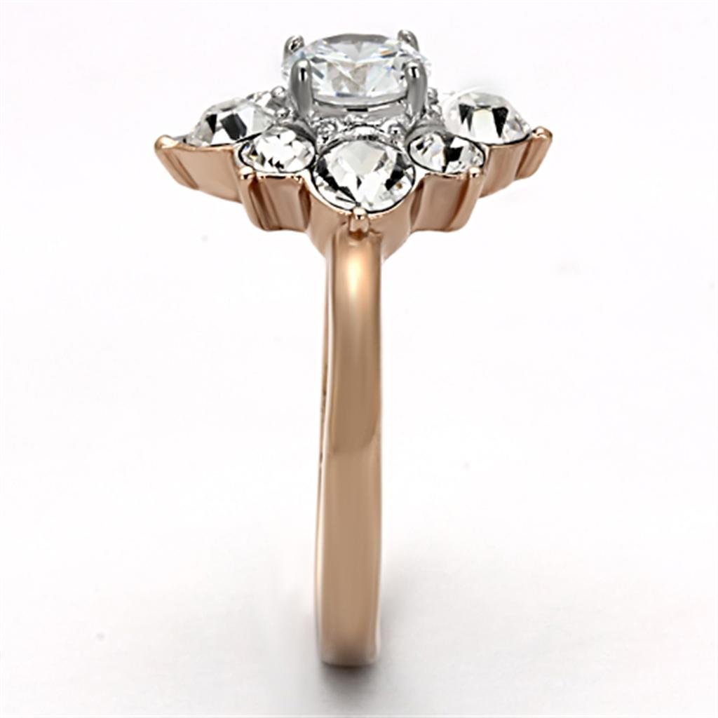 Tk1168 Stainless Steel Ring Two Tone Ip Rose Gold Women Aaa Grade Cz Clear