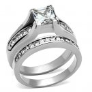 TK0W383 Stainless Steel High polished Women AAA Grade CZ Ring