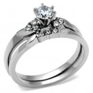 TK694 Stainless Steel polished Women AAA Grade CZ Wedding Ring Set