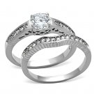TK1231 Stainless Steel High polished Women AAA Grade CZ Wedding Ring Set