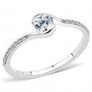 DA007 Stainless Steel High polished Women AAA Grade CZ Promise Ring