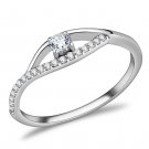DA108 Stainless Steel High polished Women AAA Grade CZ Promise Ring