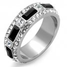 TK1677  High polished Stainless Steel Top Grade Crystal Jet Black Eternity Ring
