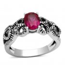 TK1112 High polished Stainless Steel AAA Grade CZ Ruby Oval Ring