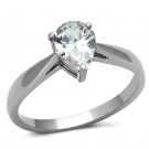 TK994 High polished Stainless Steel AAA Grade CZ Pear Ring