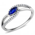 DA122  High polished Stainless Steel AAA Grade CZ London Blue Marquise Ring