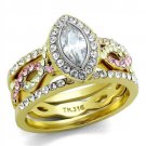 TK2129 Two-Tone IP Gold Stainless Steel AAA Grade CZ Marquise Ring