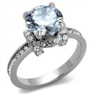 TK1859 Stainless Steel AAA Grade CZ Round Cut Engagement Ring