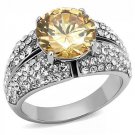 TK3031 High polished Stainless Steel AAA Grade CZ Champagne Engagement Ring