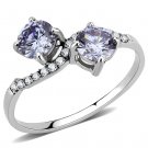 DA244 High polished Stainless Steel AAA Grade CZ Round cut Light Amethyst Engagement Ring