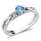 DA116 High polished Stainless Steel AAA Grade Round cut CZ Sea Blue Engagement Ring