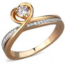 TS544 Rose Gold + Rhodium 925 Sterling Silver AAA Grade CZ Round Cut Heart Engagement Ring
