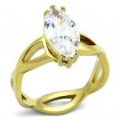 TK1106 IP Gold Stainless Steel AAA Grade CZ Marquise Cut Engagement Ring