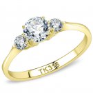 TK3668 IP Gold Stainless Steel AAA Grade CZ Round Cut Engagement Ring