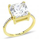 DA172 IP Gold Stainless Steel AAA Grade CZ Square Cut Engagement Ring