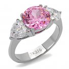 TK164 High polished Stainless Steel AAA Grade CZ Round Cut Rose Engagement Ring