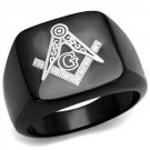 TK2227 IP Black Stainless Steel No Stone Masonic Ring