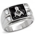 TK8X031 High polished Stainless Steel AAA Grade CZ Masonic Ring