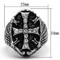 TK1351 High polished Stainless Steel Top Grade Crystal Men's Cross Ring