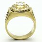 TK948G IP Gold Stainless Steel AAA Grade CZ Round Cut Men's Ring