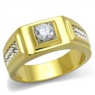 TK2222 Two-Tone IP Gold Stainless Steel AAA Grade CZ Round Cut Men's Ring