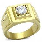 TK791 IP Gold Stainless Steel AAA Grade CZ Round Cut Men's Ring