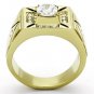 TK723 IP Gold Stainless Steel AAA Grade CZ Round Cut Men's Ring