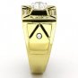 TK723 IP Gold Stainless Steel AAA Grade CZ Round Cut Men's Ring
