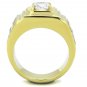 TK2045 IP Gold Stainless Steel AAA Grade CZ Round Cut Men's Ring