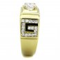 TK2045 IP Gold Stainless Steel AAA Grade CZ Round Cut Men's Ring