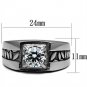TK356 High polished Stainless Steel AAA Grade Round Cut CZ Men's Ring