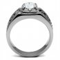 TK356 High polished Stainless Steel AAA Grade Round Cut CZ Men's Ring