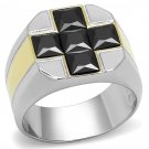 TK3271 Two-Tone IP Gold Stainless Steel AAA Grade CZ Men's Cross Ring
